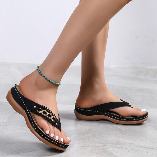 main image12022 New Summer Flower Women s Sandals Car Line Non slip Beach Shoes Large Size Flip