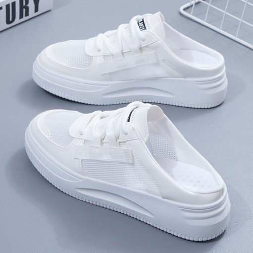 main image1Baotou Outer Wear Slippers Women s Summer New White Fashion Flat Bottom Breathable Shoes Spring Leisure