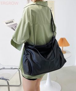 main image1Big Black Tote Bags for Women Large Hobo Shopper Bag Roomy Handbag Quality Soft Leather Crossbody