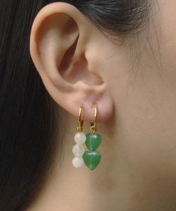 main image1Bohemian Handmade Natural Stone Beads Hoop Earrings for Women Golden Color Stainless Steel Circle Huggie Hoops