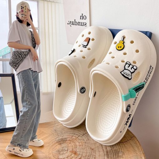 main image1Comwarm New Women Sandals Clogs Hole Shoes Men Beach Shoes EVA Light Sandals Home Bathroom Slippers