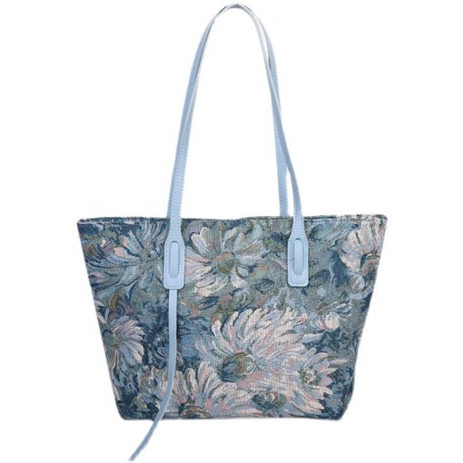 main image1High Capacity Totes Women Canvas Shopping Bag Oil Painting Female Canvas Shoulder Bag Eco Handbag Reusable