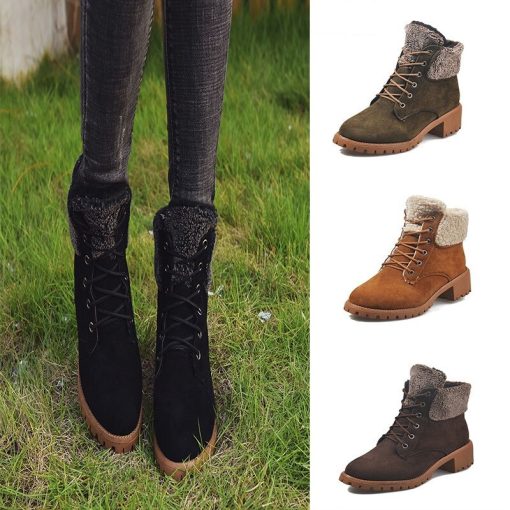 main image1Hot sale 2020 New sexy warm Suede Flip Ankle Boot Female High Heels Female Fashion Plus
