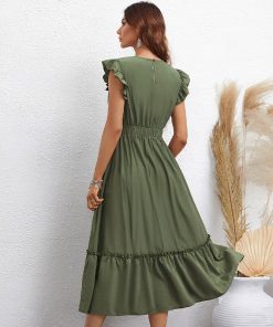 main image1KEBY ZJ Women s Summer Long Dress Female Clothing Sleeveless Buttons Design Elastic Waist Maxi Dress