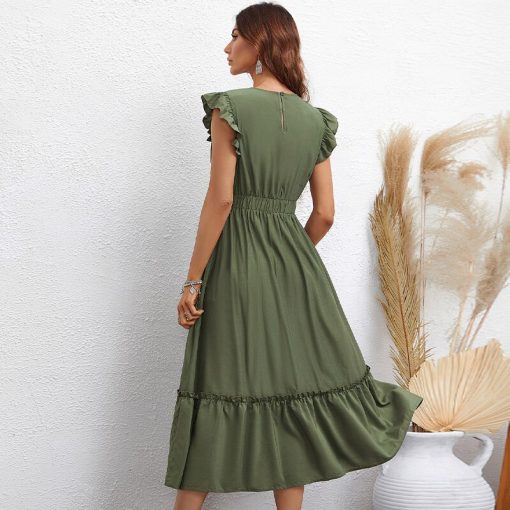 main image1KEBY ZJ Women s Summer Long Dress Female Clothing Sleeveless Buttons Design Elastic Waist Maxi Dress