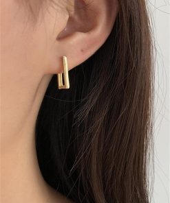 main image1Kshmir Geometric Earrings Rectangular gold earrings Women s earrings metal titanium steel earrings 2020 New trendy