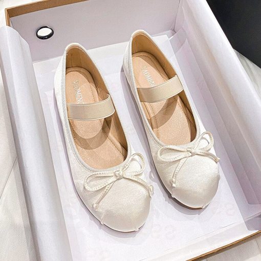 main image1Mary Jane Shoes Women s Shoes Round Toe Plus Size Women s Shoes Bow Silk Satin