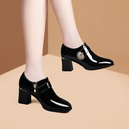 main image1Modern Work shoes black 2023 new mid heel thick heel single shoes women s shoes high