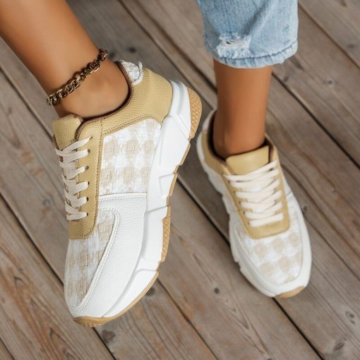main image1Sneakers Women s 2023 Spring New Casual Lace Up American Thick Sole Color Contrast Platform Sneakers