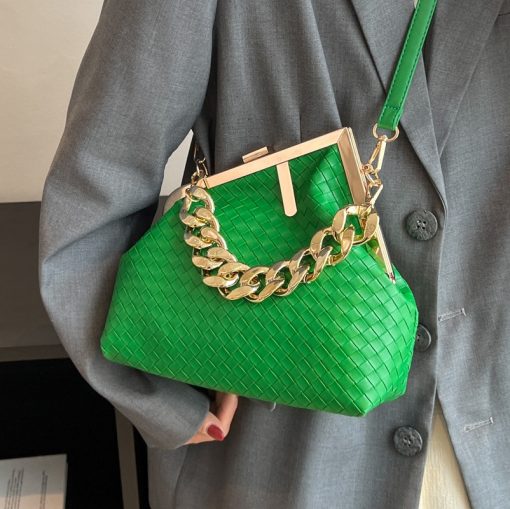 main image1Solid Color Trend Weaving Crossbody Bags For Women 2022 Small Clutch Female Party Handbags And Purses