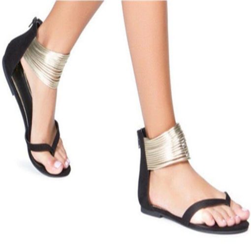 main image1Summer 2022 New Fashion Women Romen Open Toe Shoes Flip Flops Flat Sandals Women Plus Size