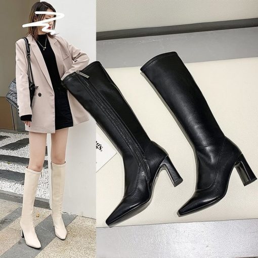 main image1Woman boots Women s boots thick heel boots 2022 winter new high boots pointed high heel