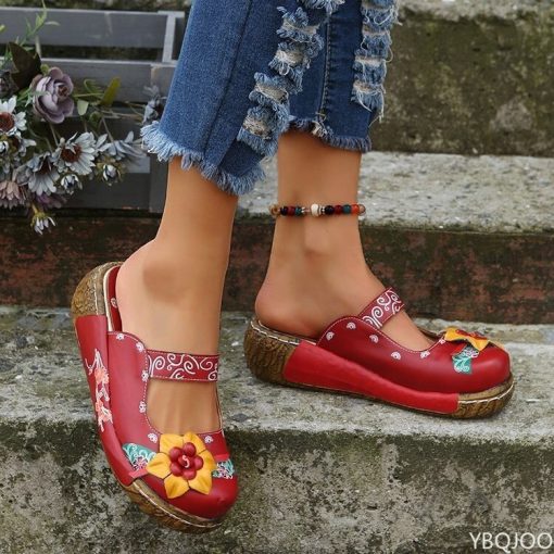 main image1Women Summer Shoes 2022 New Comfort Roman Platform Sandals Women Flower Non slip Plus Size Baotou