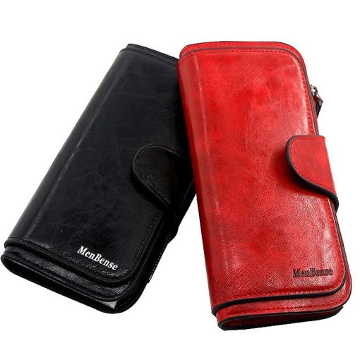 main image1Women s wallet made of leather Wallets Three fold VINTAGE Womens purses mobile phone Purse Female
