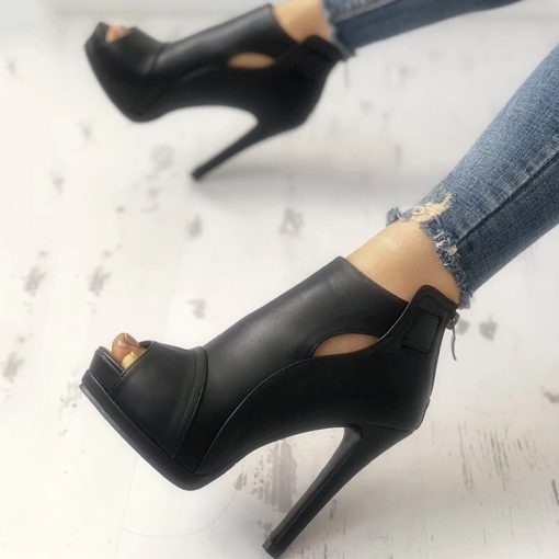 main image211cm New Women Pumps Spring Fall Office Shoes Breathable Hollow Out Square Heel Boots Woman Platform