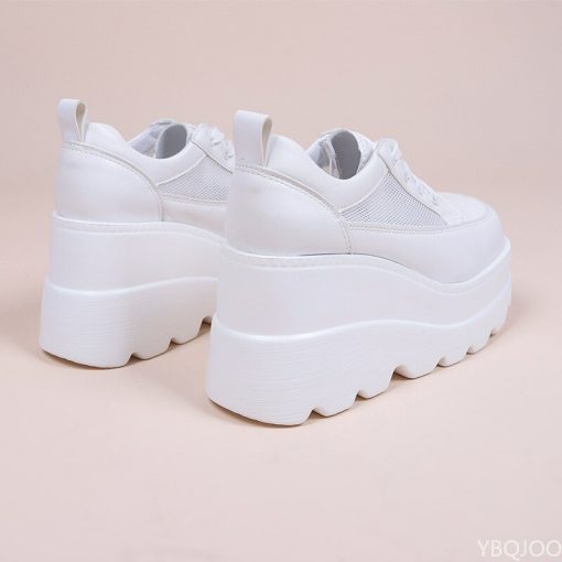 main image22022 NEW White Wedge Sneakers Shoes Platform Breathable Hollow Shoes Chunky Platform Heel Pumps Shoes Women 1