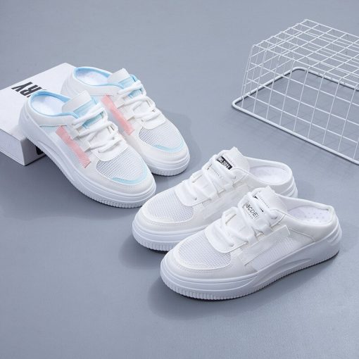 main image2Baotou Outer Wear Slippers Women s Summer New White Fashion Flat Bottom Breathable Shoes Spring Leisure