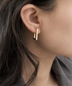 main image2Kshmir Geometric Earrings Rectangular gold earrings Women s earrings metal titanium steel earrings 2020 New trendy