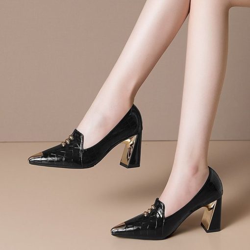 main image2Pointed toe single shoes women spring 2021 new comfortable high heeled women s shoes thick heel