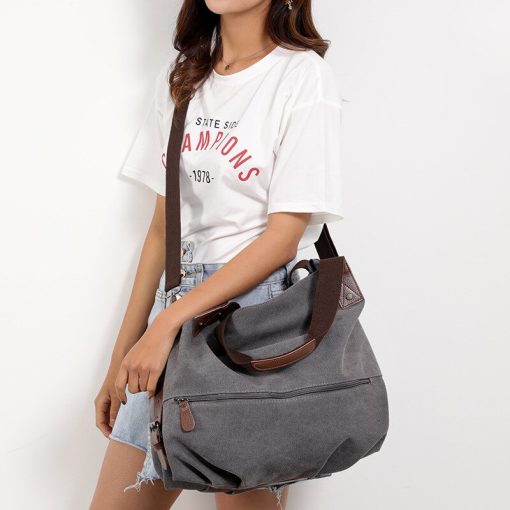 main image2Women s Canvas Bag Casual Fashion Spring and Summer New Canvas Women s Bag Shoulder Messenger