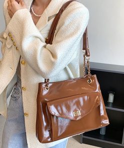 main image2Women s Casual Shoulder Bags Quality Oil Wax Skin Tote Bag Simple Brand Designer Handbag Female