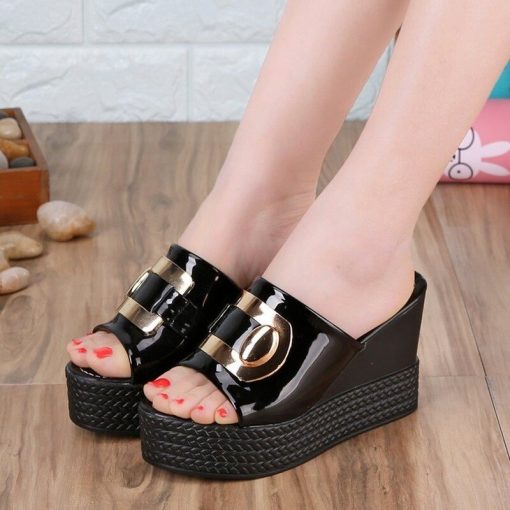main image2Women s Slippers 2022 Summer New Fish Mouth Wedge Platform Women s Shoes Fashion High Heel