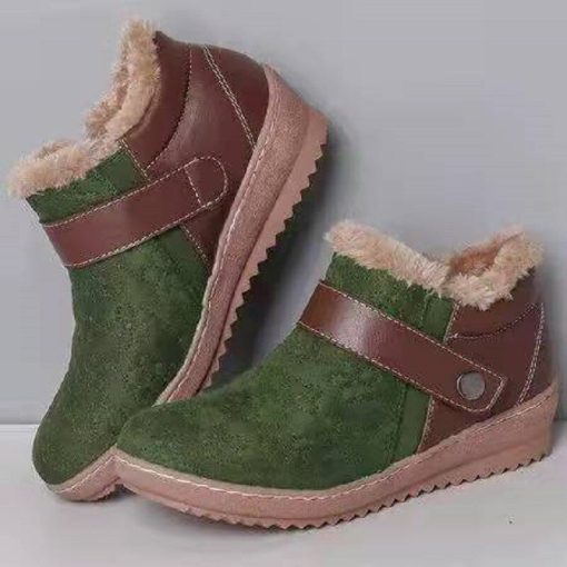 main image32023 Spring Winter New Cotton Shoes for Women Thicken Plush Women Boots Suede Wedge Ankle Boots