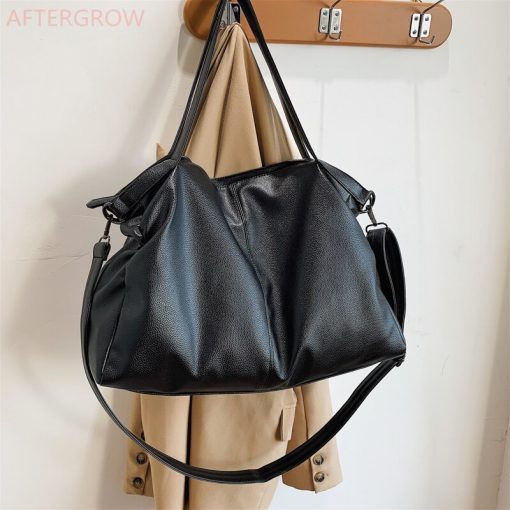 main image3Big Black Tote Bags for Women Large Hobo Shopper Bag Roomy Handbag Quality Soft Leather Crossbody