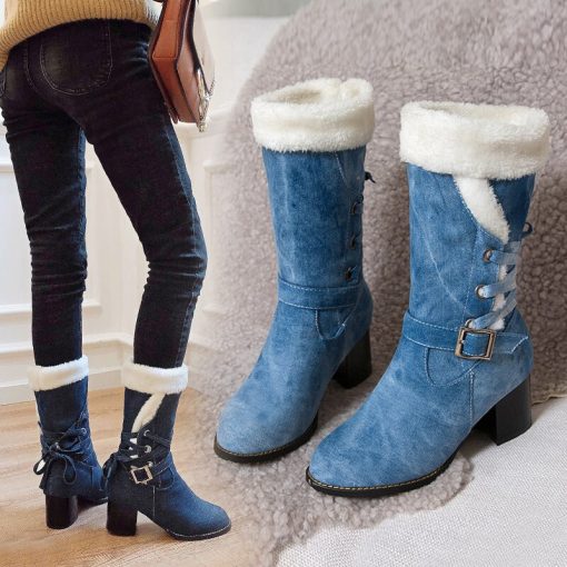 main image3Fashion Women Snow Boots Australia Classic High Quality Denim Warm Women Winter Boots Botas Mujer Plus
