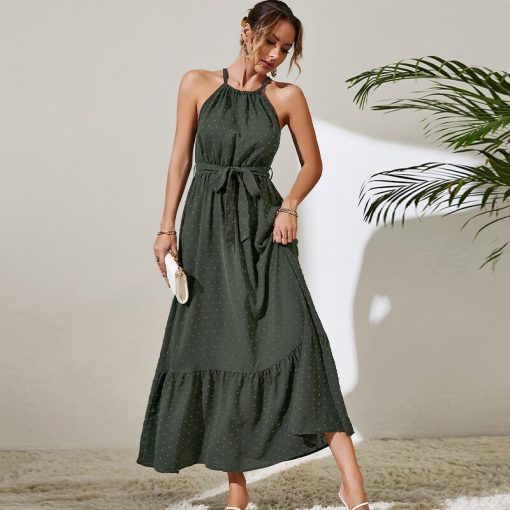main image3KEBY ZJ Women s Dress Factory Wholesale Promotion Summer Casual Elegant Party Army Green Sleeveless Chiffon