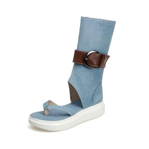 main image3Women Summer Denim Sandals with Platform Girls Fashion Gladiator Style Shoes Thick Sole Height Increasing Big
