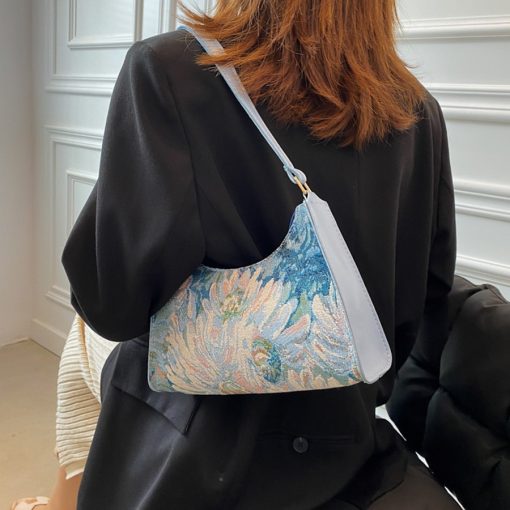 main image3Women s Underarm Bags Autumn 2022 Trendy New Oil Painting Shoulder Bag Cute Simple Handbags And