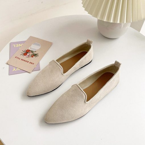 main image42022 Fashion Slip on Loafers Breathable Stretch Ballet Shallow Flats Women Soft Bottom Pointed Toe Boat