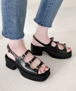 main image42022 New Platform Sandals Ladies High Heels Summer Women s Shoes Wedge Sandals Open Toe Shallow