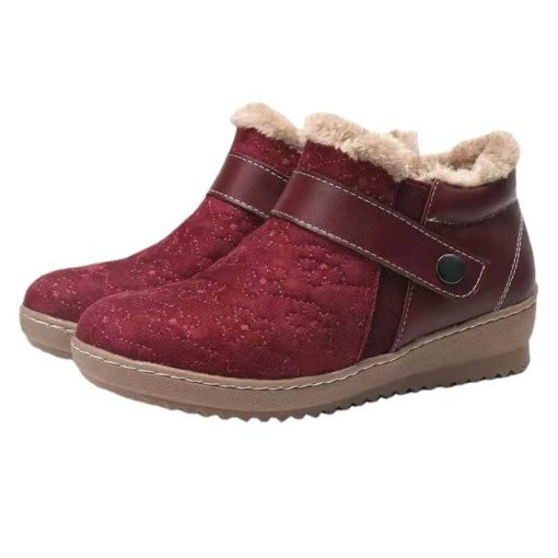 main image42023 Spring Winter New Cotton Shoes for Women Thicken Plush Women Boots Suede Wedge Ankle Boots