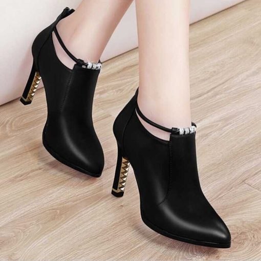 main image4Botas Mujer2019new Winter Boots Women Shallow Round Toe Red Women s Boots Thin Heels Zip Ankle