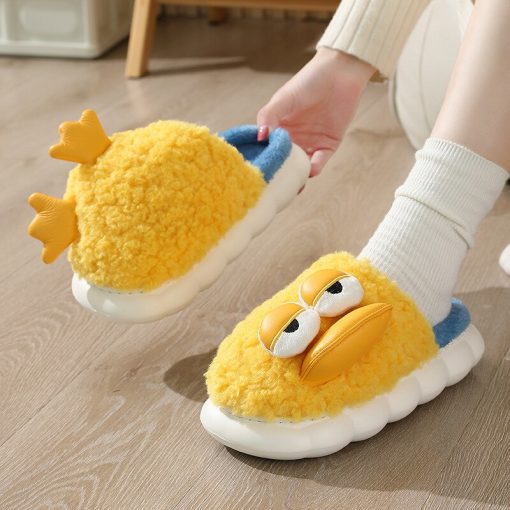 main image4Cute Duck Slippers Women Shoes Winter Slippers Indoor House Shoes Warm Plush Slipper Couples Home Platform