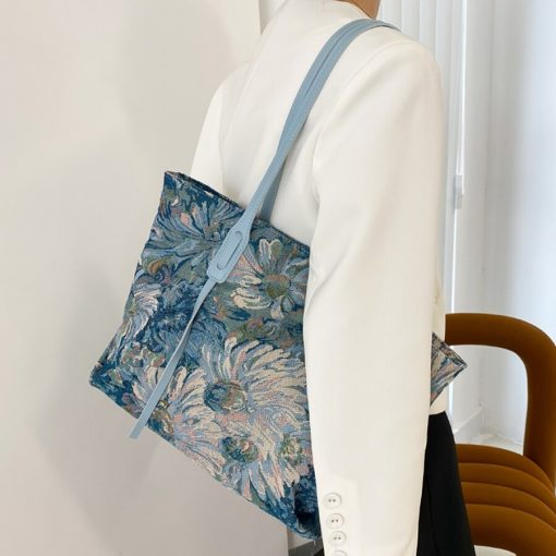 main image4High Capacity Totes Women Canvas Shopping Bag Oil Painting Female Canvas Shoulder Bag Eco Handbag Reusable