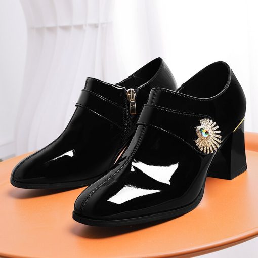 main image4Modern Work shoes black 2023 new mid heel thick heel single shoes women s shoes high
