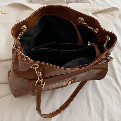 main image4Women s Casual Shoulder Bags Quality Oil Wax Skin Tote Bag Simple Brand Designer Handbag Female