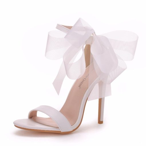 main image52021 Women shoes 11cm stiletto sandals high heel sandals white flowers wedding shoes bridesmaid dress skirt