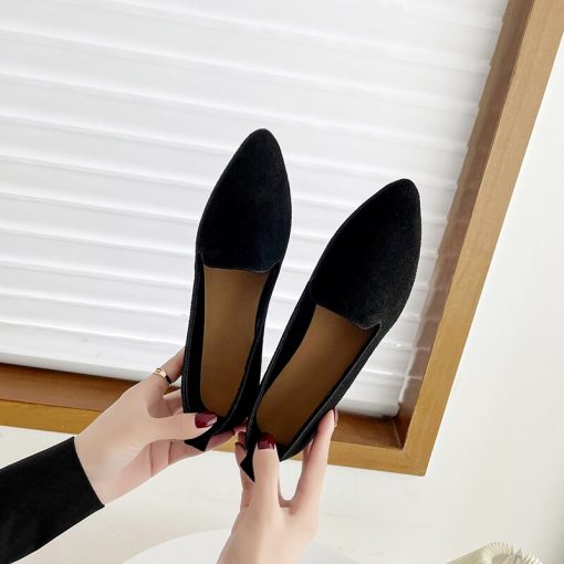 main image52022 Fashion Slip on Loafers Breathable Stretch Ballet Shallow Flats Women Soft Bottom Pointed Toe Boat