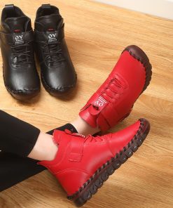 main image52022 Plush Fur Booties Women s Short Leather Boots Ladies Furry Orthopedic Shoes Woman Winter Waterproof