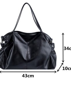 main image5Big Black Tote Bags for Women Large Hobo Shopper Bag Roomy Handbag Quality Soft Leather Crossbody