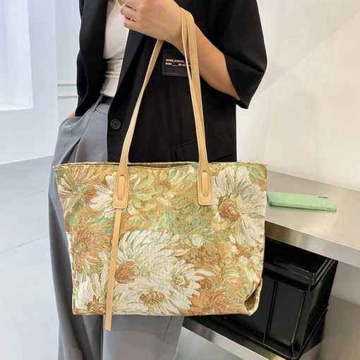 main image5High Capacity Totes Women Canvas Shopping Bag Oil Painting Female Canvas Shoulder Bag Eco Handbag Reusable