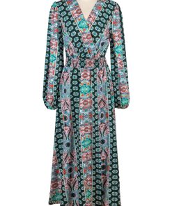 main image5Khalee Yose Floral Boho Vintage Maxi Dress Autumn Summer V neck Women Holiday Dresses Long Sleeve