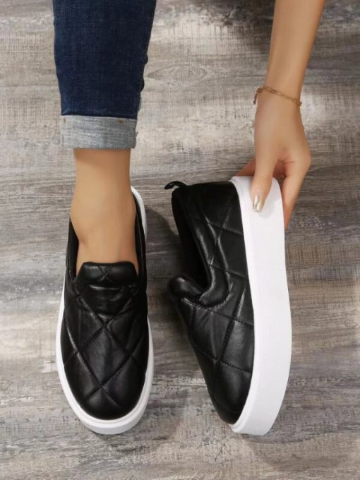 main image5Women s Flat Shoes White Leather Platform Fashion Loafers 2023 New Style Slip On Round Toe