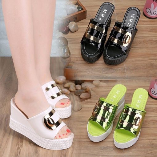 main image5Women s Slippers 2022 Summer New Fish Mouth Wedge Platform Women s Shoes Fashion High Heel