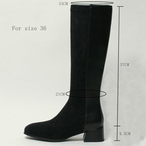 main image5Women s Winter High Boots Quality Suede Knee High Boots Flock Casual Low Heel Autumn Winter