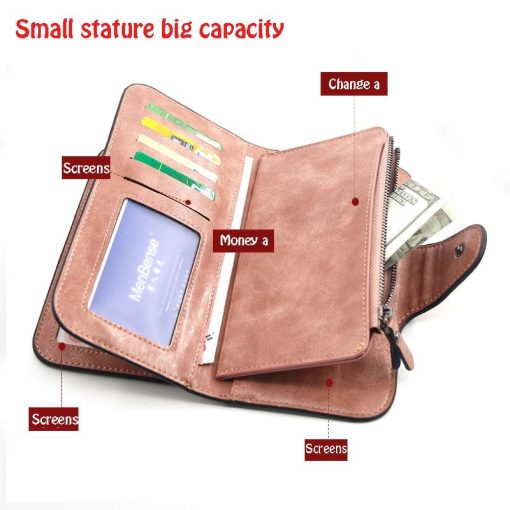 main image5Women s wallet made of leather Wallets Three fold VINTAGE Womens purses mobile phone Purse Female